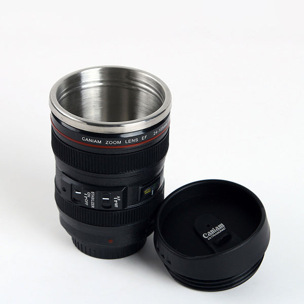 Camera Lens Travel Mug Stainless Steel - Gadget Idol
